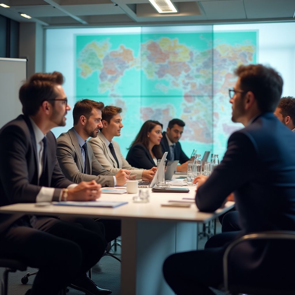 Equipo de consultores financieros trabajando
